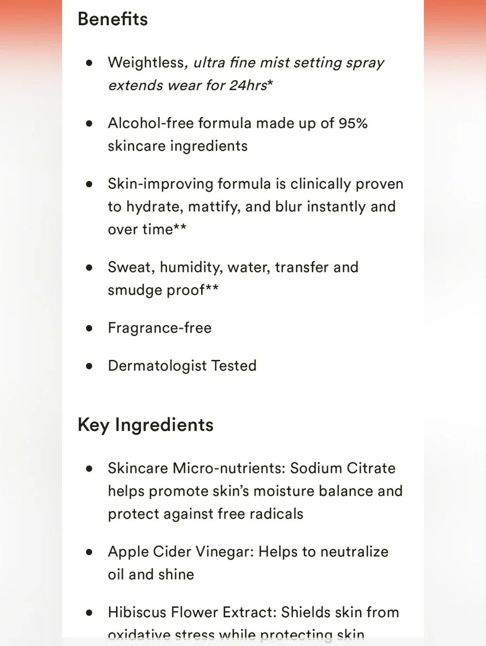 BareMinerals Original Mineral Veil 24-HR Setting Spray- Natural Matte Finish